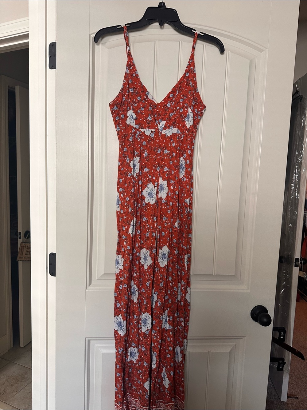 Forever 21 Red Floral Maxi Jumpsuit Romper